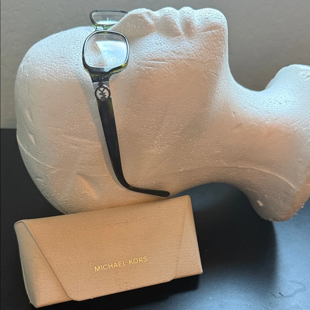 Michael Kors Green Tortoise Shell Glasses Prescription Lenses with Carrying Case